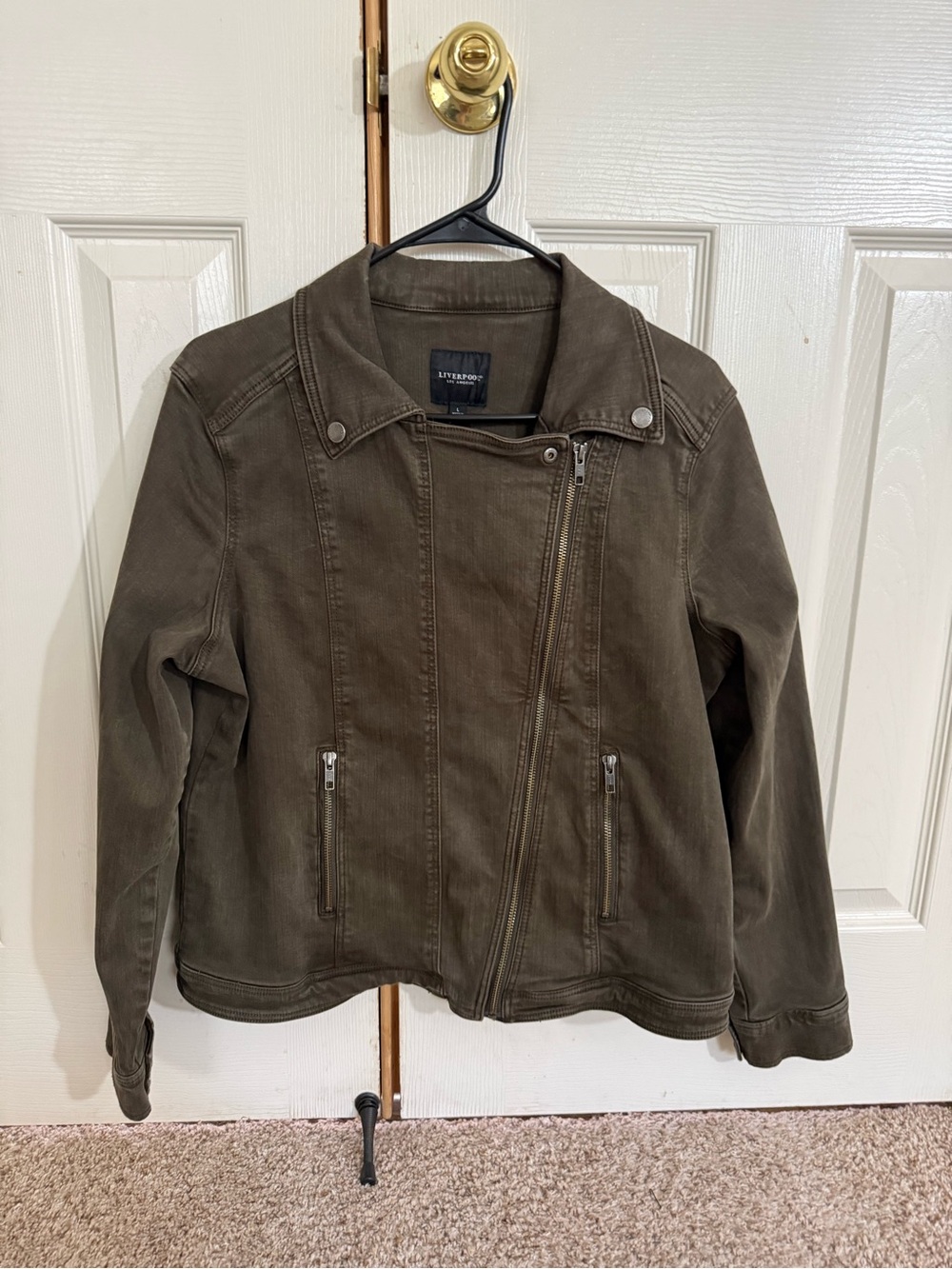 Liverpool Los Angeles Olive Night Moto Jacket Large